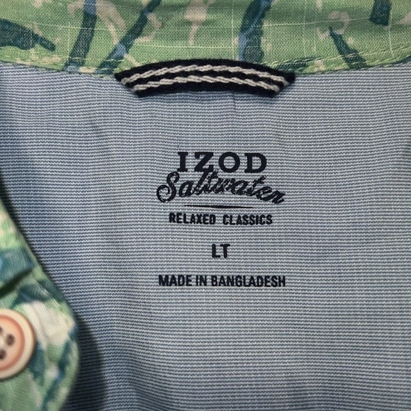 NEW Izod Saltwater dockside COOLFX short sleeve button down shirt Large Tall - Picture 3 of 6